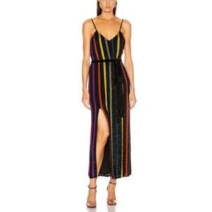 Retrofete Rebecca striped sequin midi dress sz M